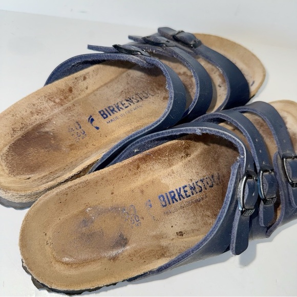 Birkenstock Florida Navy Blue Soft Footbed Oiled Leather Sz 40/ 9-9.5 Narrow Fit - Picture 9 of 15